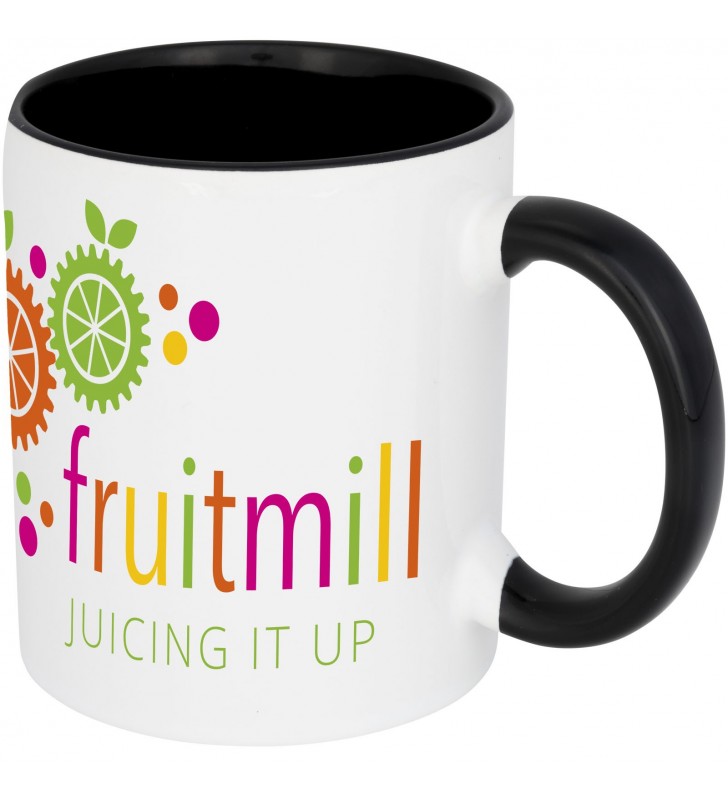 Taza de 350 ml para sublimacion con asas e interior de color Pix