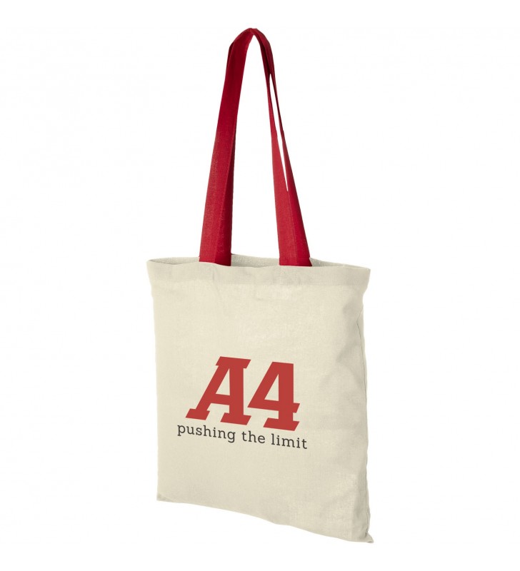 Nevada 100 g/m² cotton tote bag coloured handles