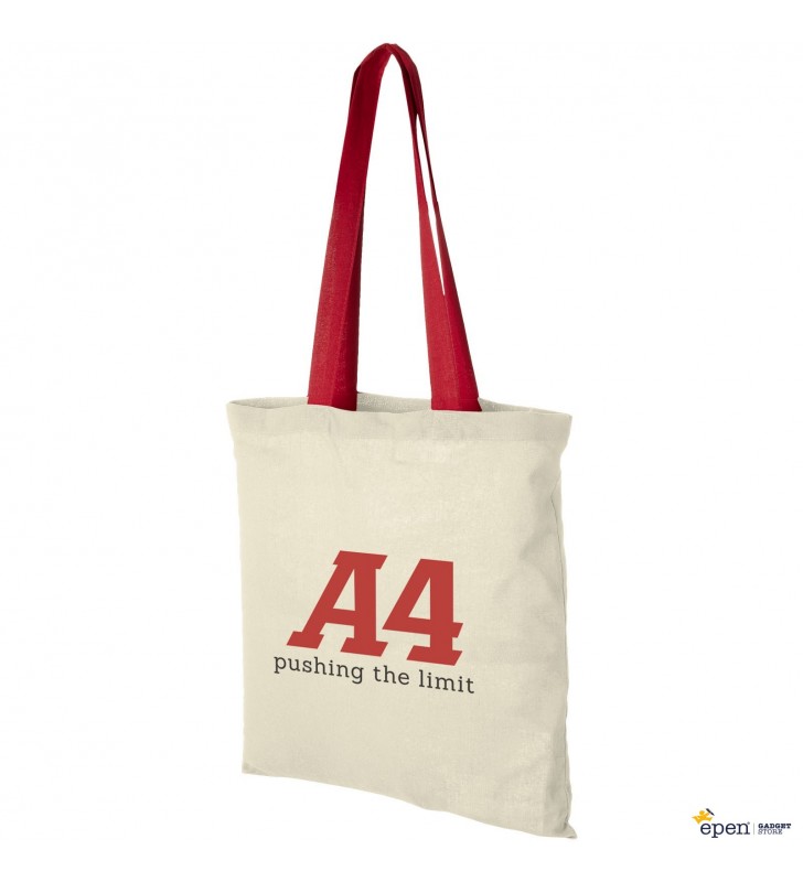 Nevada 100 g/m² cotton tote bag coloured handles