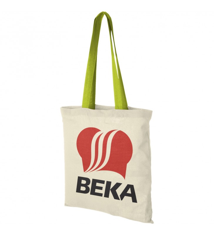 Nevada 100 g/m² cotton tote bag coloured handles