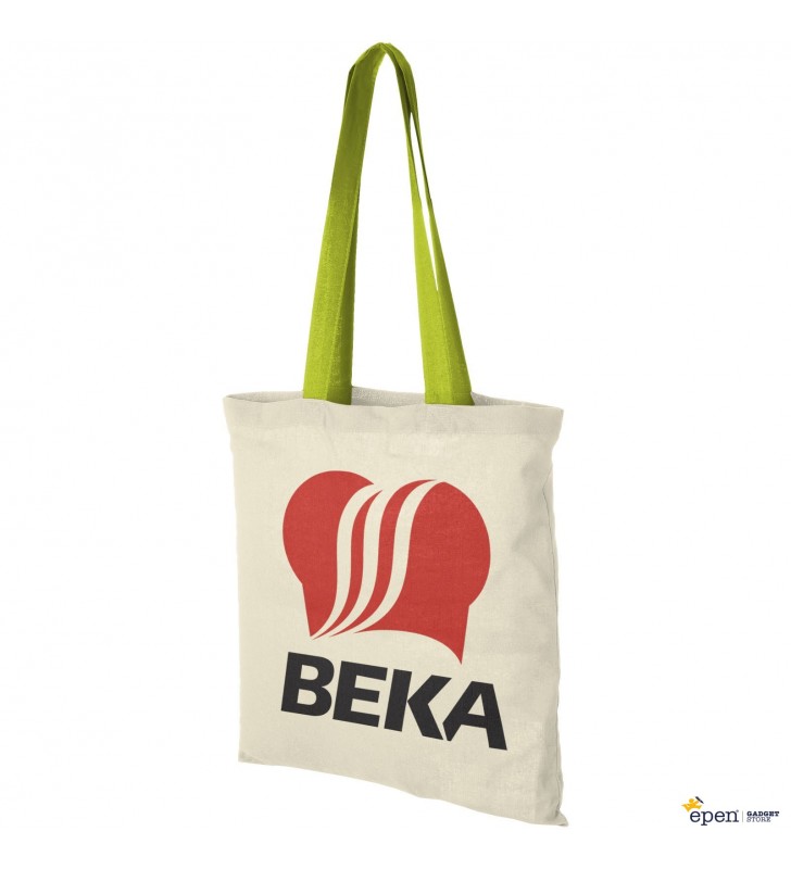 Nevada 100 g/m² cotton tote bag coloured handles