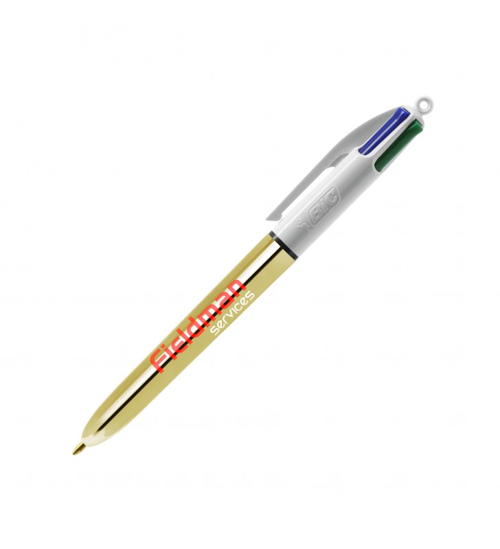 BIC Stylo bille 4 Couleurs Shine corps métallique Argent