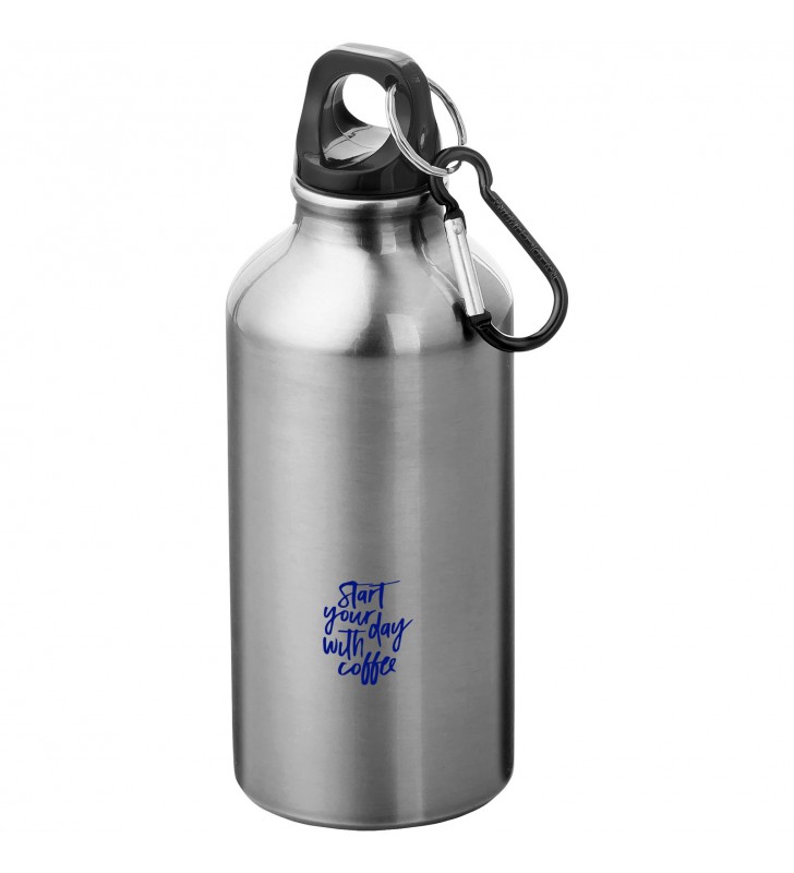 Bouteille deau Oregon de 400 ml en aluminium recycle certifie RCS avec mousqueton