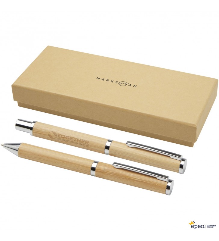 Apolys bamboo ballpoint and rollerball pen gift...