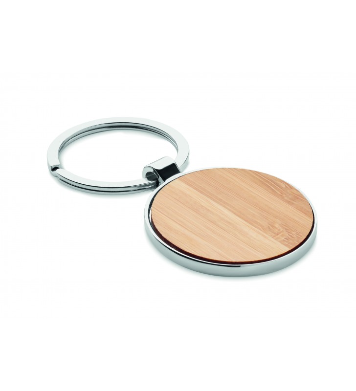 Porte-clés rond métal bambou