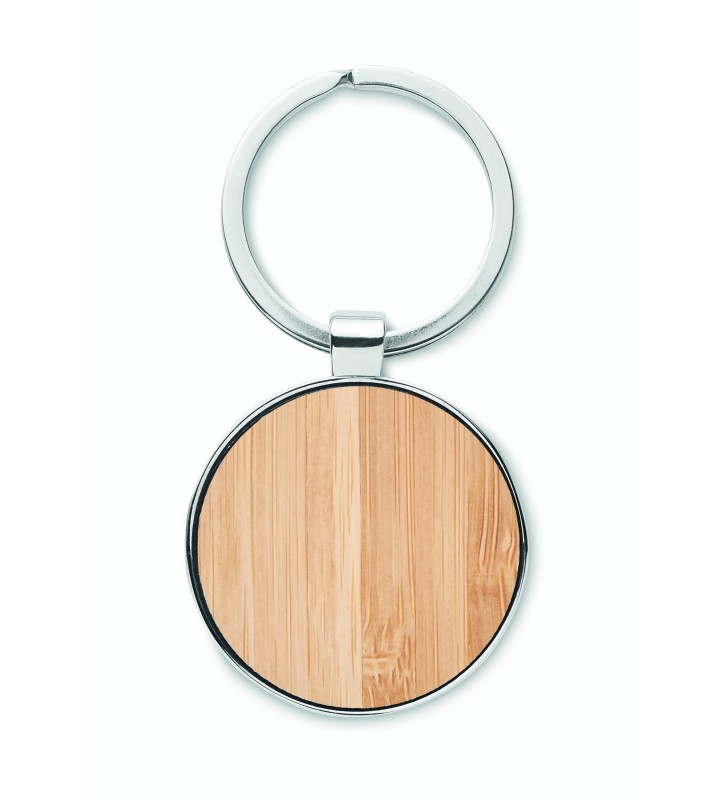 Porte-clés rond métal bambou