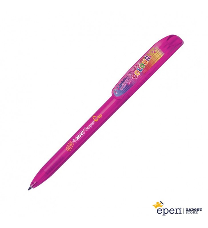 Personalised plastic pen BIC Super Clip Britepix